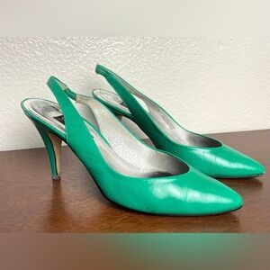 Vintage Green Nine West Ali Slingback Heels